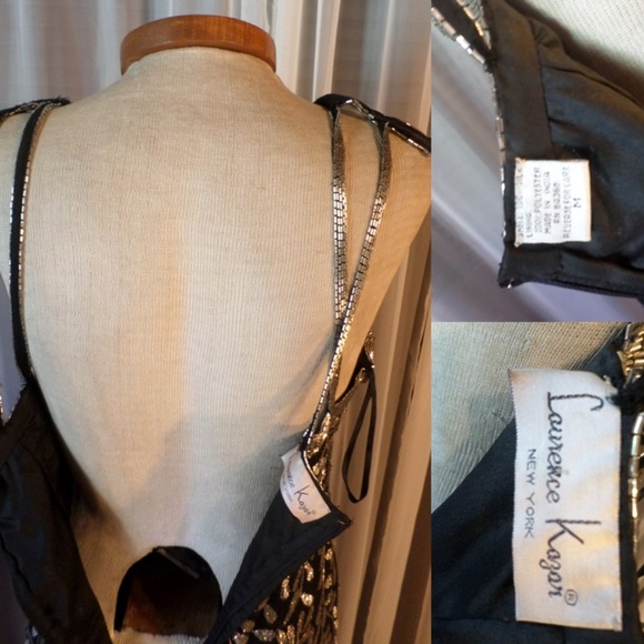 Lady Long Silk Gown Beads Sequin M Kazar Dress VTG - Picture 4 of 8